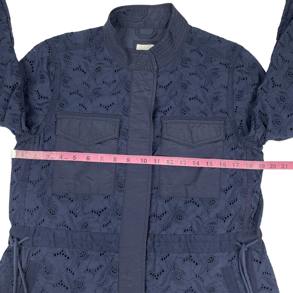 GAP Women's Utility Field Jacket Small Navy Eyelet Drawstring Waist Snap Front - Picture 9 of 13
